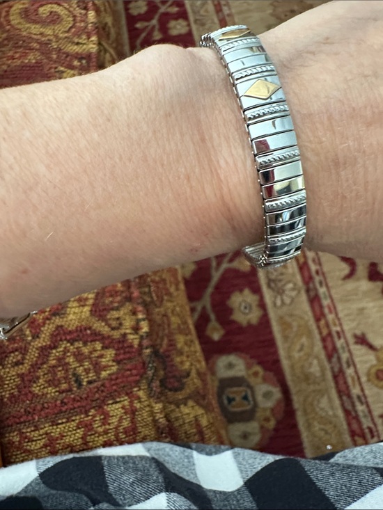 Milor Jewelry - Two-Tone Silver and 14 it Gold Stretch Bracelet - Women Jewelry